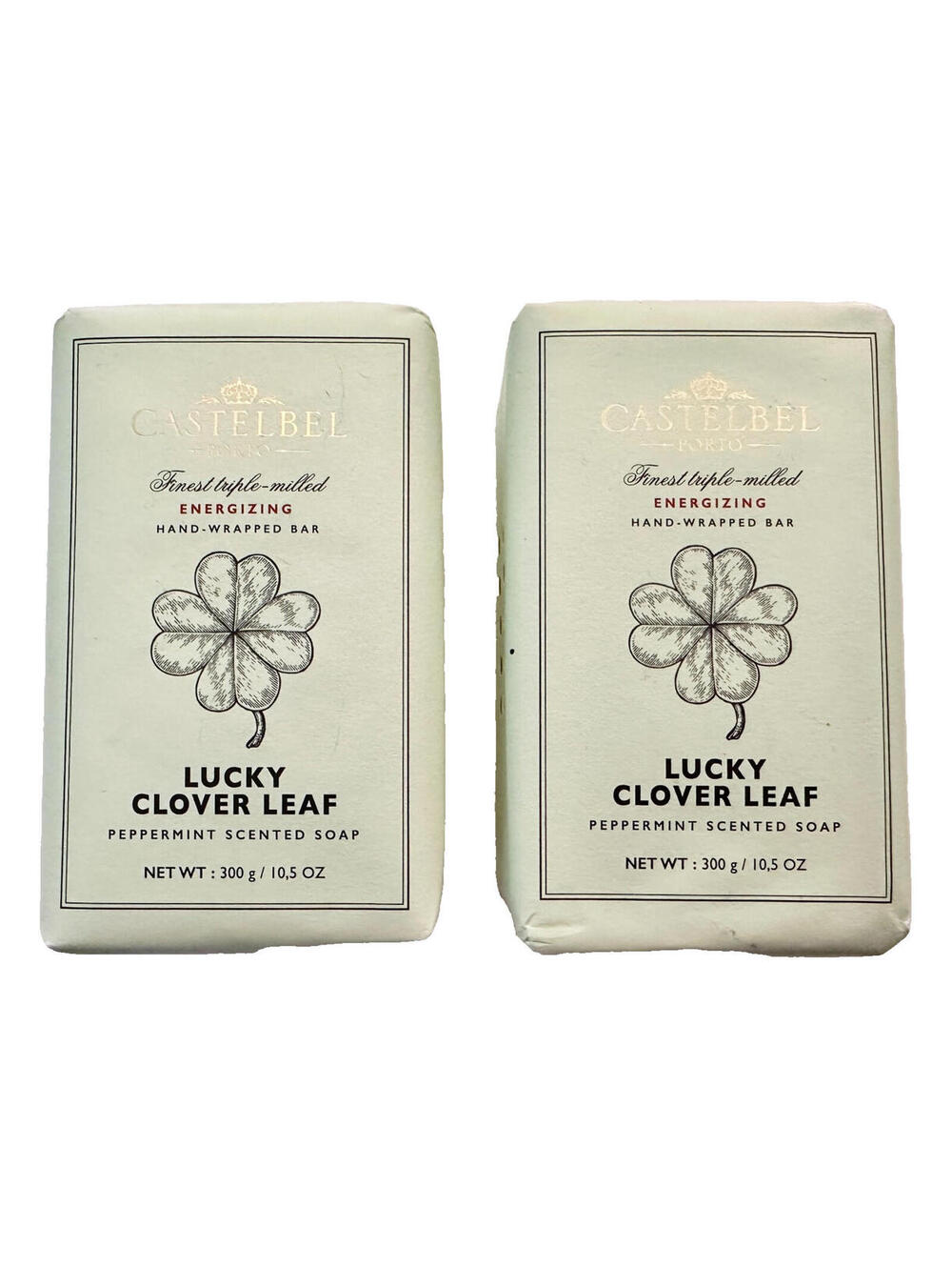 Lot of 2: NEW Castelbel Porto Lucky Clover Leaf Bath Soap Bar 10.5 oz Portugal